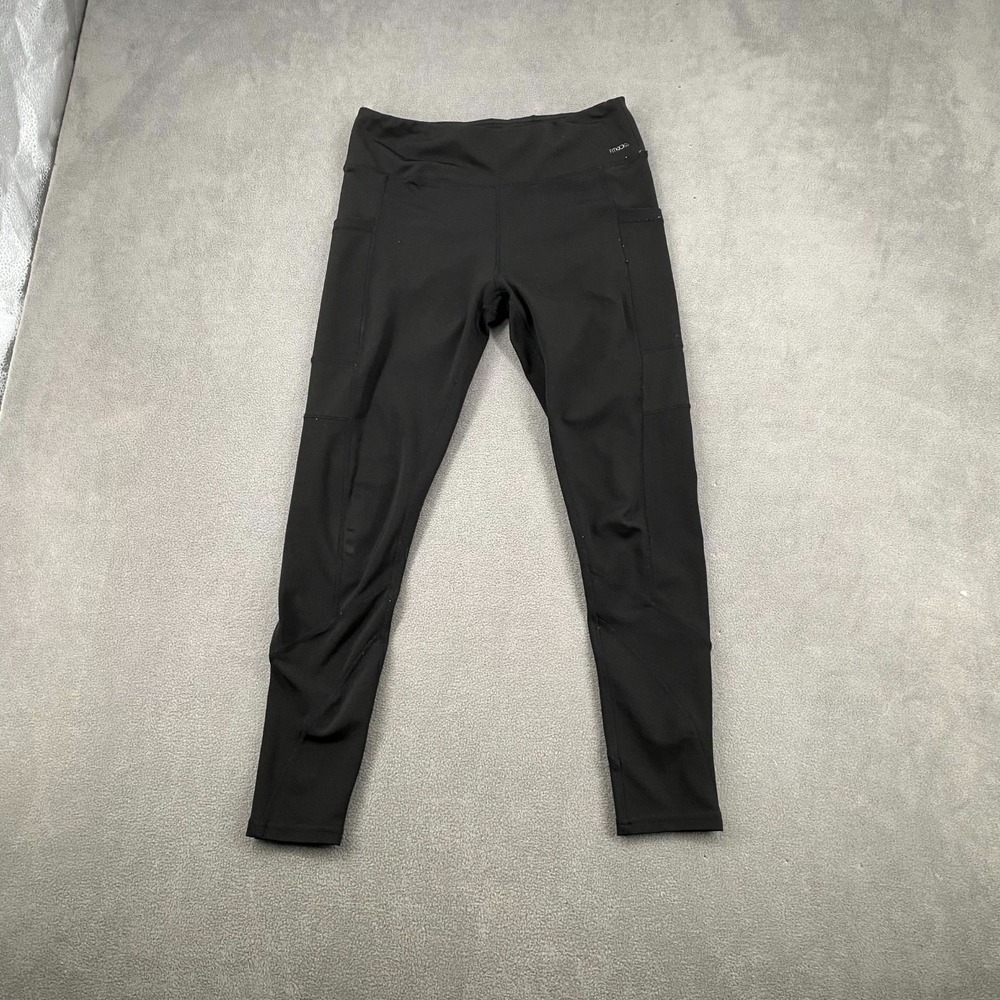 Fitkicks Crop Leggings Womens Large Black Stretch Athletic Gym Training Workout